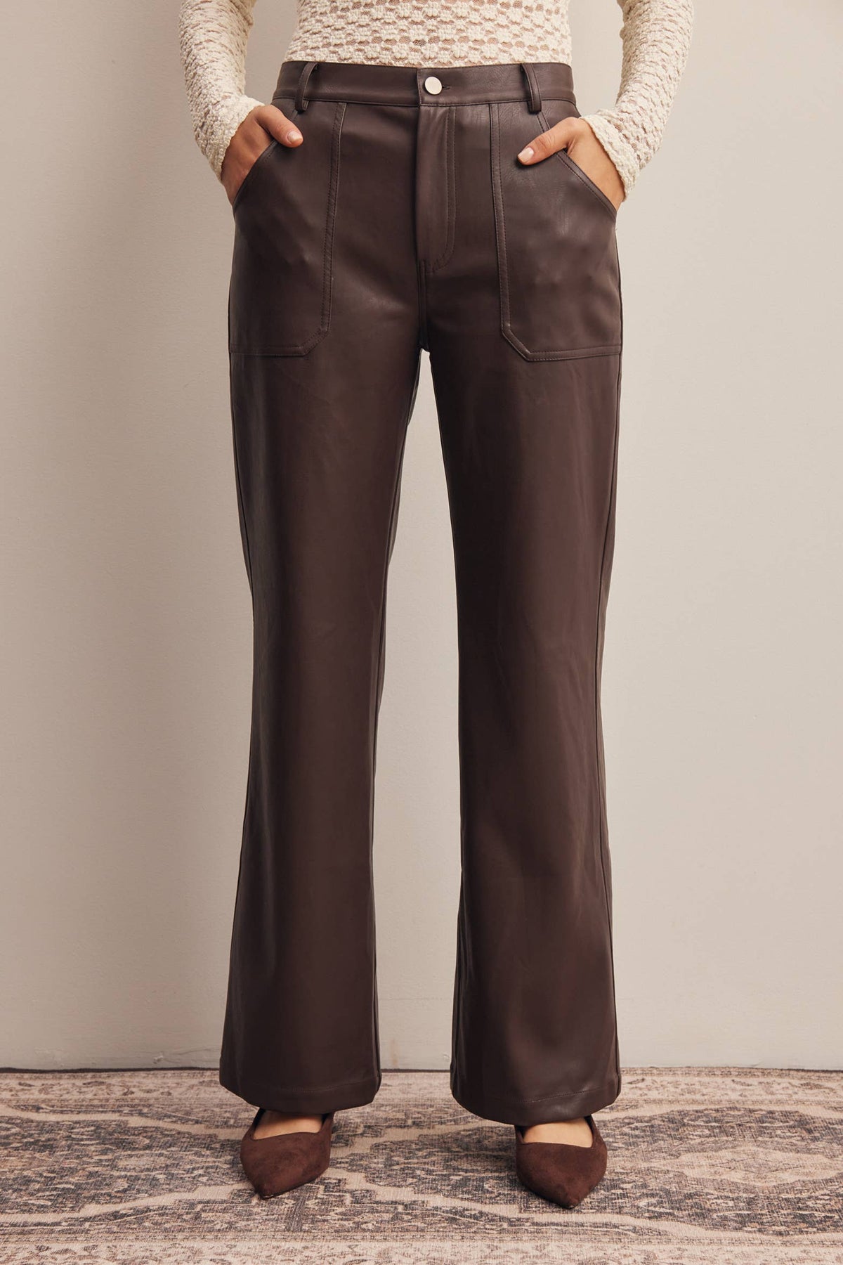 Faux Leather Straight Leg Pants FP0025