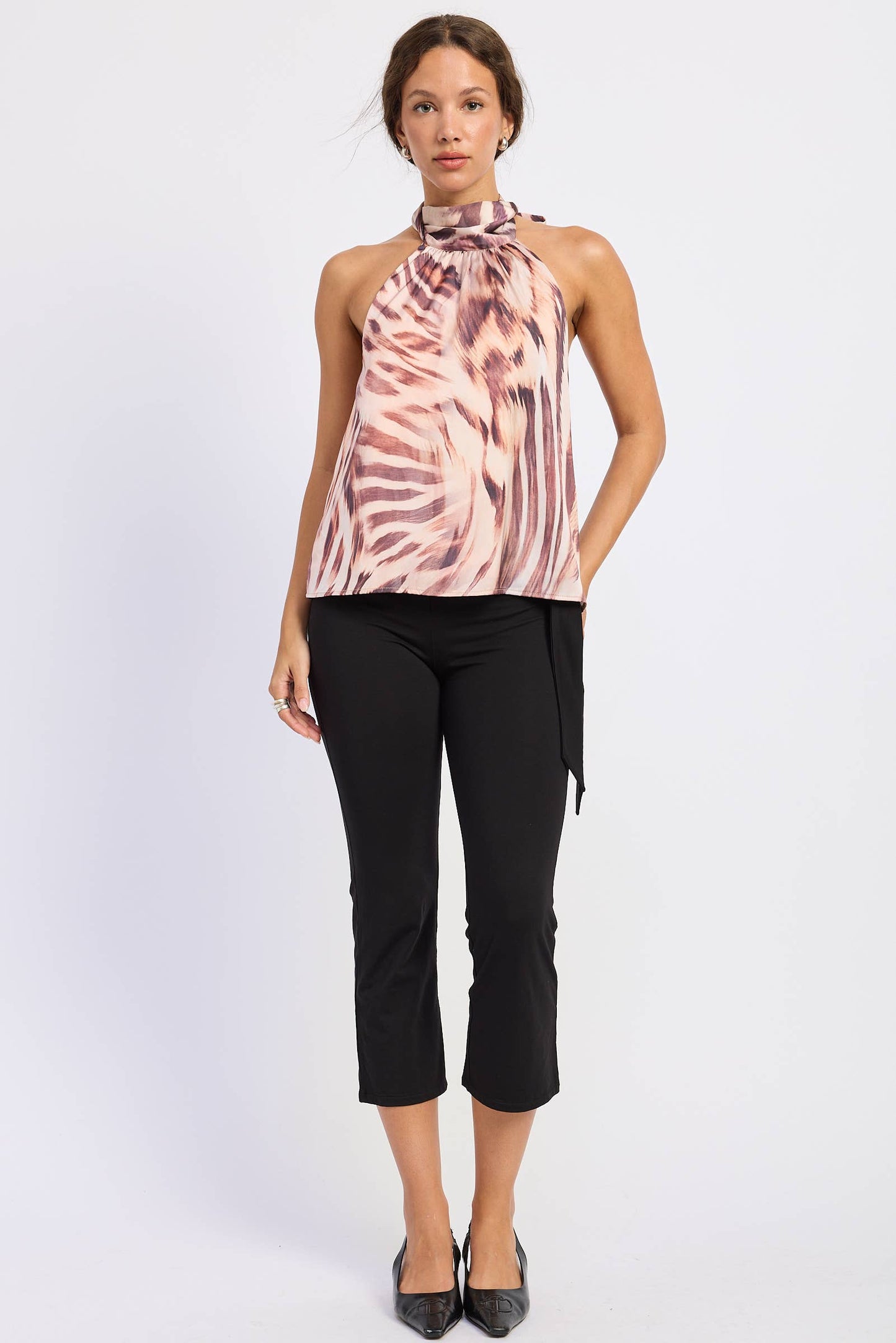 HALTER ANIMAL PRINT SATIN TOP | B062