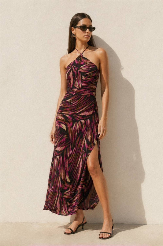 Lights Out Halter Neck Maxi Dress | V030