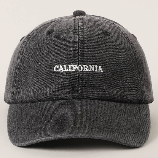 CALIFORNIA Text Embroidery Denim Cap | HAT
