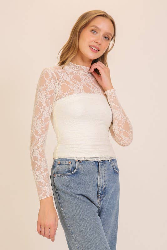 Layer Me Lace High Neck Top | B029