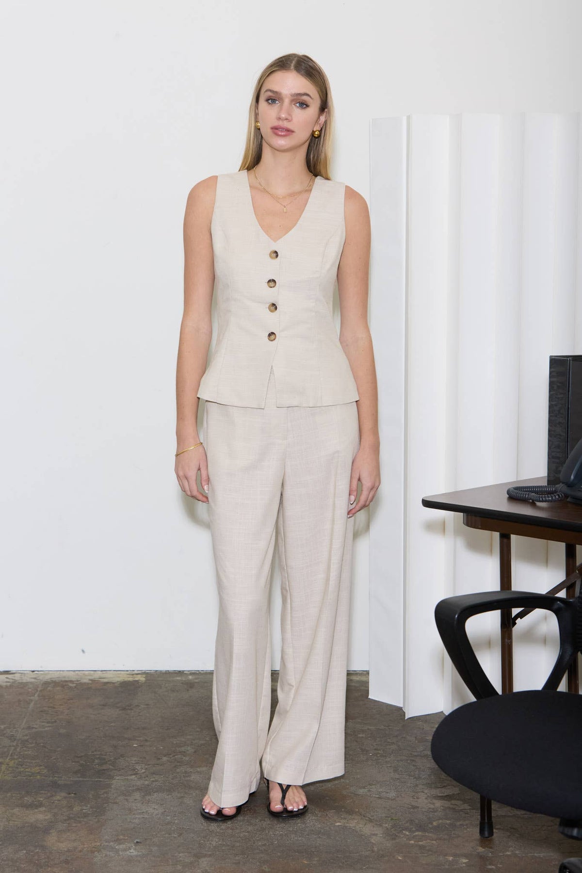 STRAIGHT LEG LINEN PANTS | P011