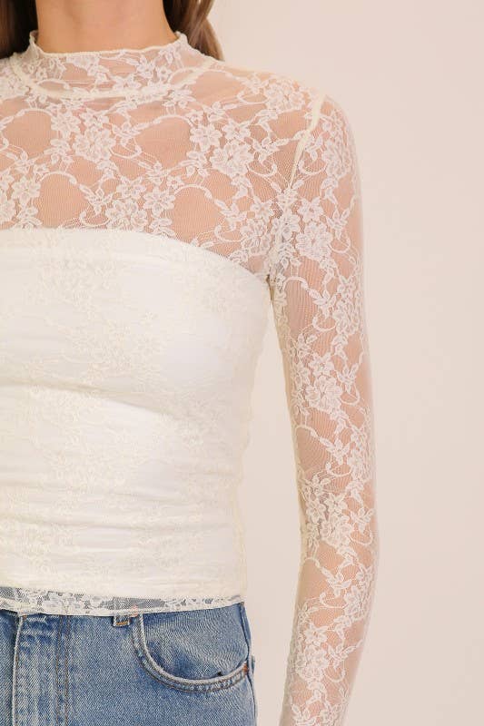 Layer Me Lace High Neck Top | B029