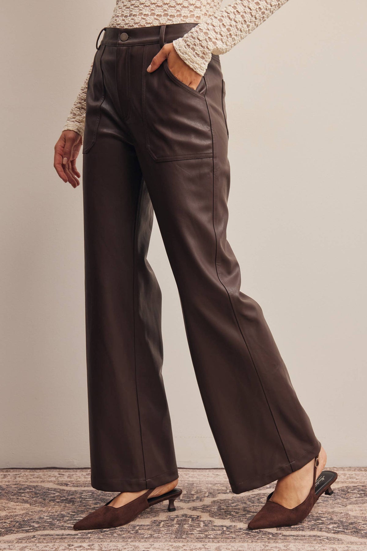 Faux Leather Straight Leg Pants FP0025