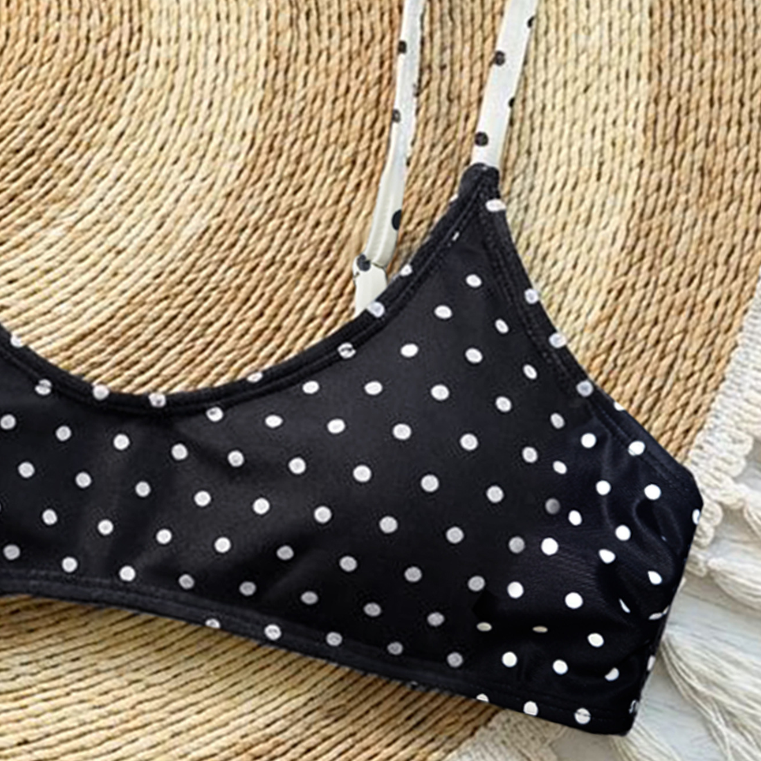 Women's Summer Thin Strap Vintage Polka Dot Beach Bikini Set | BK004