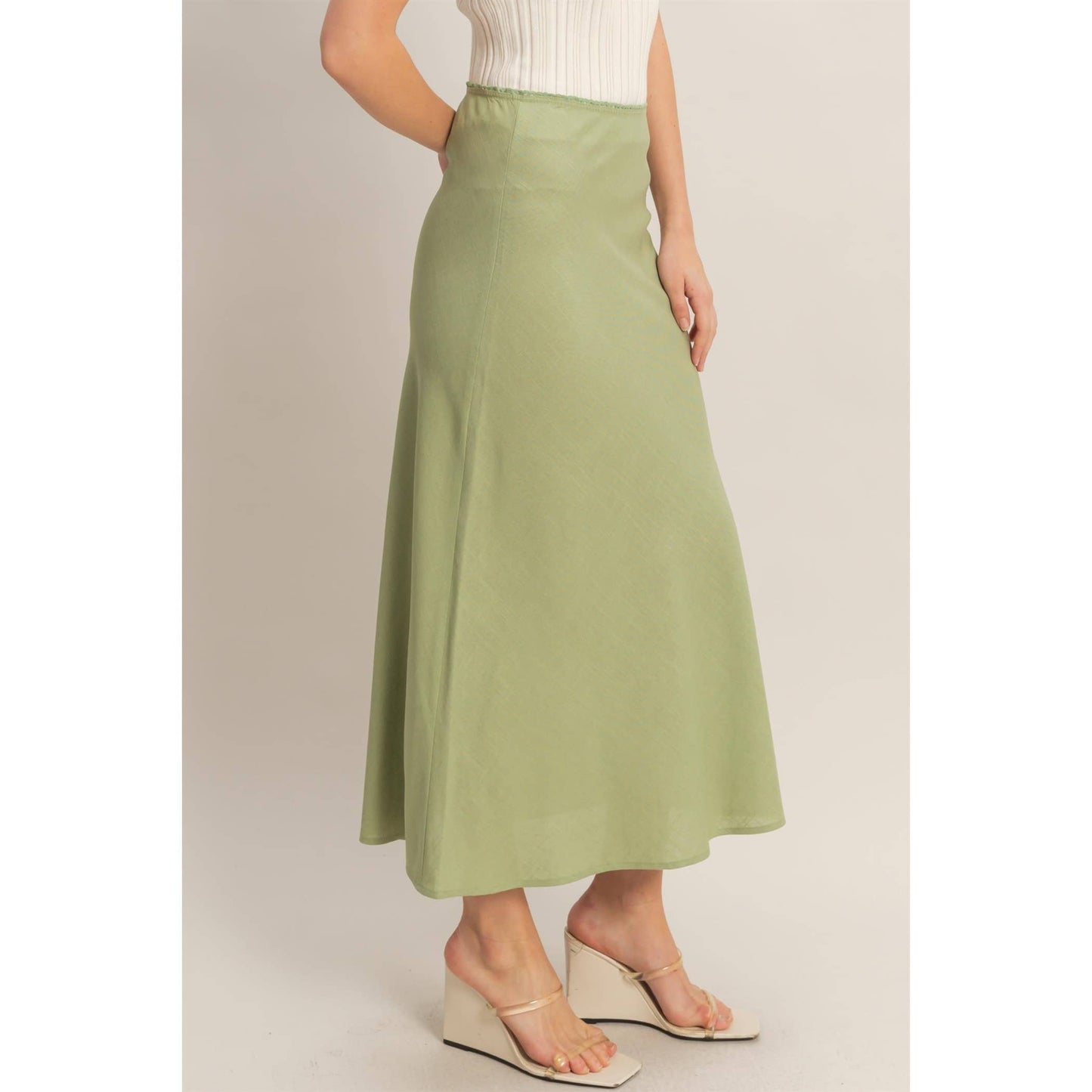 Maxi Skirt With Elastic Waistband | F005