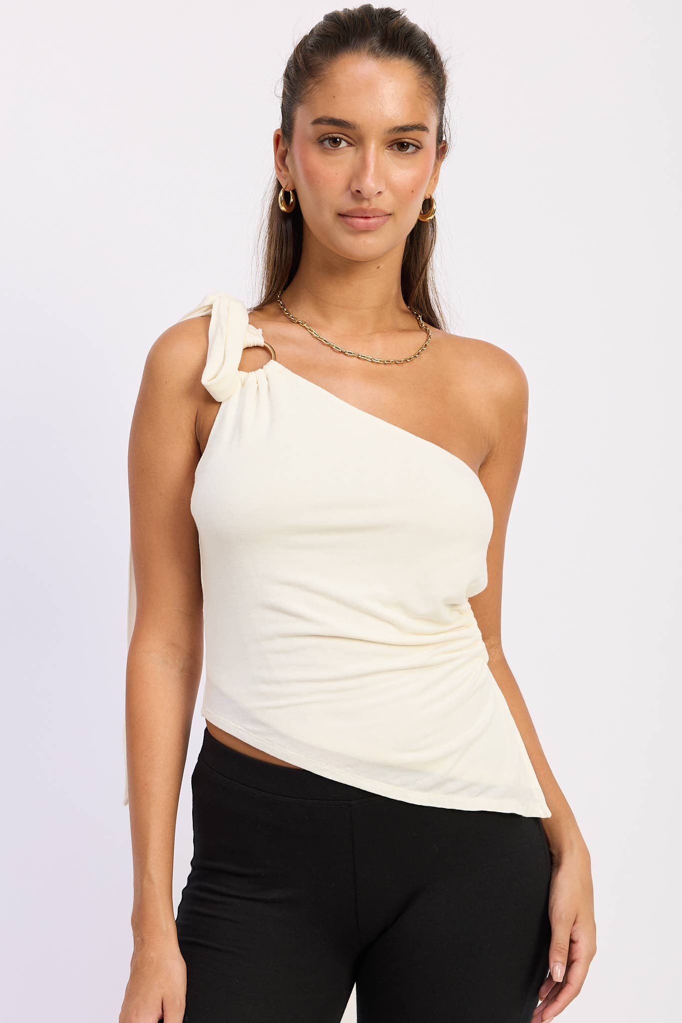ASYMMETRICAL O-RING TOP WITH SHOULDER TIE | B059