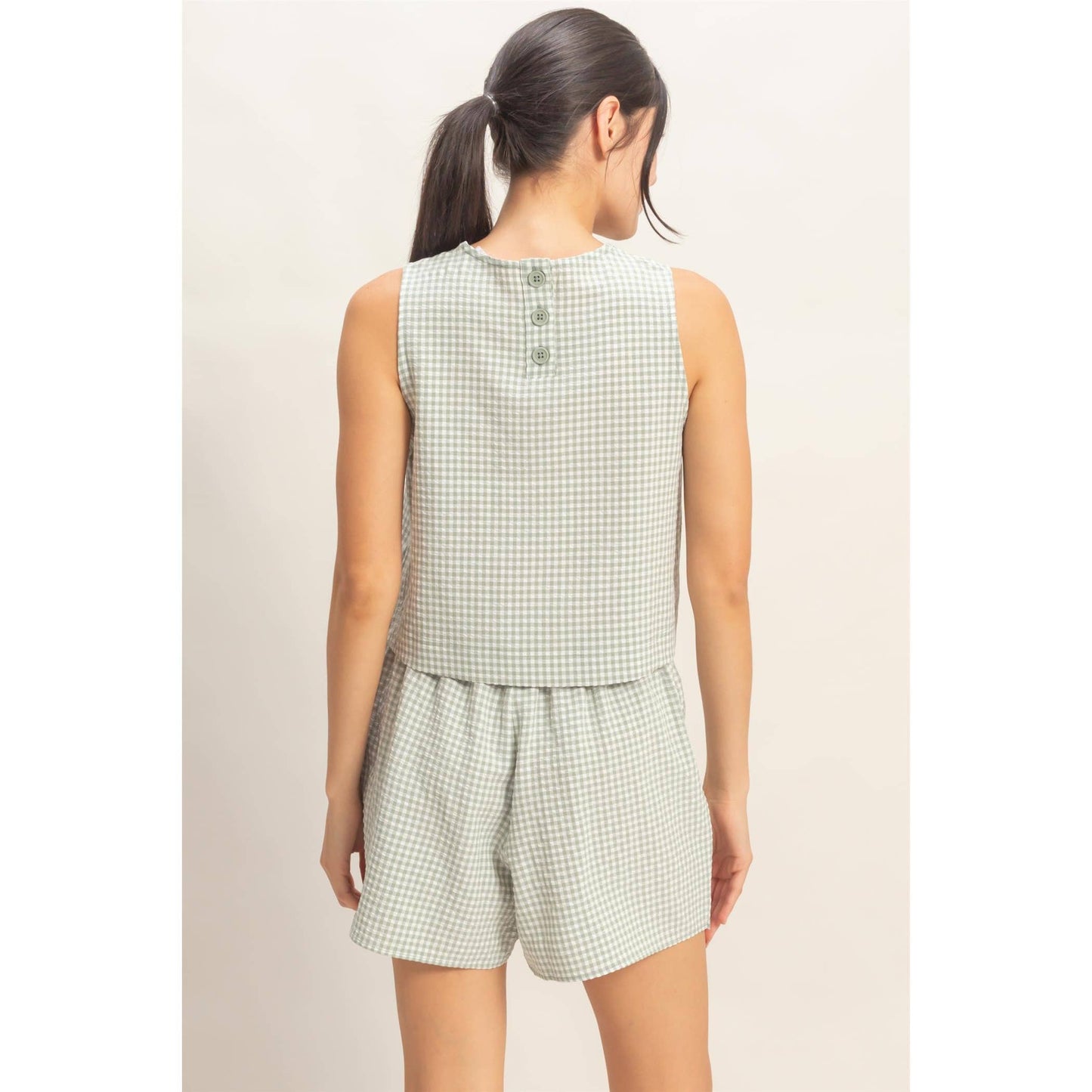 Gingham Checkered Sleeveless Top And Skort Set | SE003