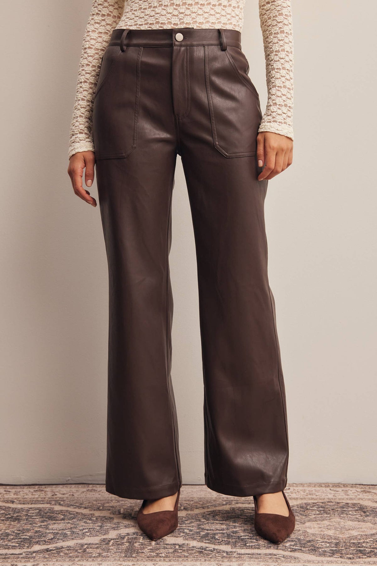Faux Leather Straight Leg Pants FP0025